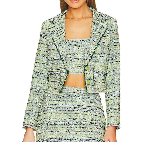 Le Superbe NWT Neon Green Beach Tweed Jacket Blazer Size 0 NEW $575 - Picture 1 of 7